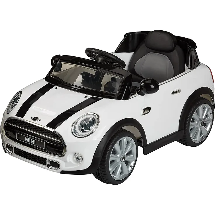 Jamara 460238 - Ride-on Mini weiß 12V - Leistungsstarker Antriebsmotor und Akku für lange Fahrzeit, Ultra-Gripp Gummiring am Antriebsrad, LED-Scheinwerfer, Anschluss Audioquellen, Hupe und Motorsound