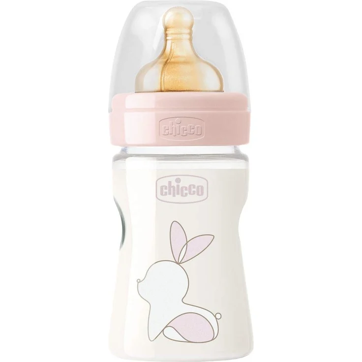 Chicco Original Touch Anti-Kolik-Flasche mit Sauger aus 100 % natürlichem Latex, Flasche mit langsamem Durchfluss 0+ Monate, Kunststoffflasche 150 ml für Neugeborene, Rosa – Bild 2