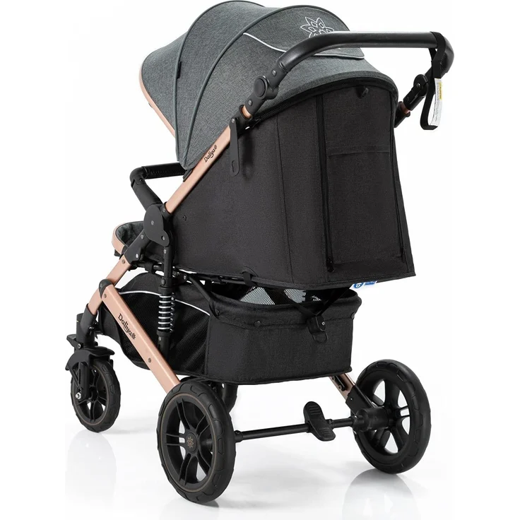 Daliya® Rapidy Buggy Kinderwagen 0-36 Monate Sportwagen mit Liegeposition Wickeltasche, Winterfußsack, Ess- & Spieltisch und mehr (Dunkelgrau - Gold) – Bild 4