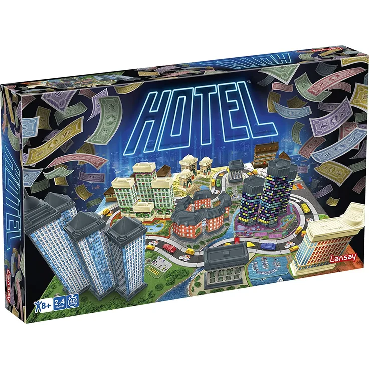 Hotel – Gesellschaftsspiel – Strategie zwischen Freunden oder Familie – ab 8 Jahren – 2 bis 4 Spieler – französische Version – Lansay