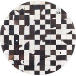 Teppich Weiß Schwarz Echtleder 140 x 140 cm Patchwork Handgefertigt Rund