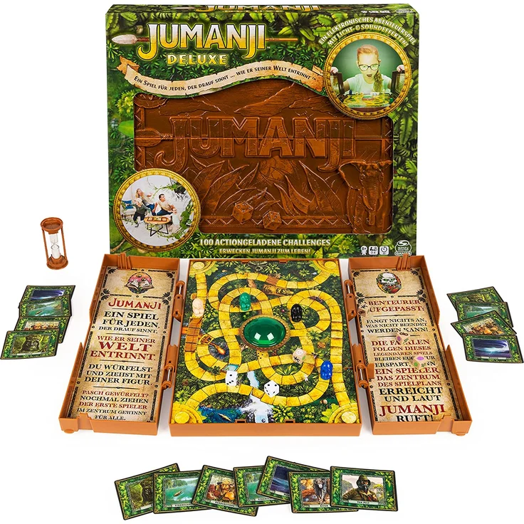 Spin Master Games - Jumanji - das actiongeladene Familienspiel, Deluxe-Version mit Spielcomputer inkl. Licht- und Soundeffekten; für 2–4 mutige Abenteurer ab 8 Jahren – Bild 1