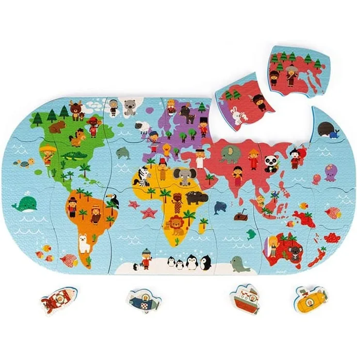 Janod Badespielzeug Puzzle für die Badewanne Weltkarte
