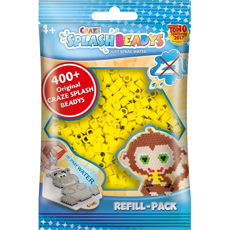CRAZE SPLASH BEADYS Refill-Pack Ersatzperlen gelb yellow Steckperlen Nachfüllset Bügelperlen ohne Bügeln 11485