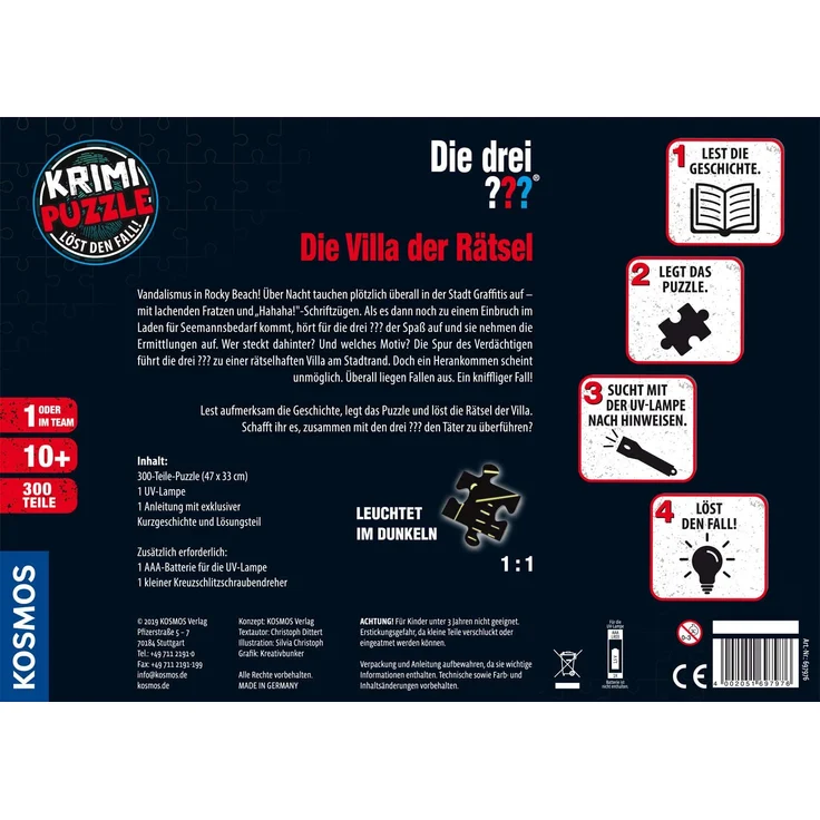 KOSMOS Die drei ??? Krimi-Puzzle Die Villa der Rätsel, 300 Teile - Preisvergleich – Bild 2