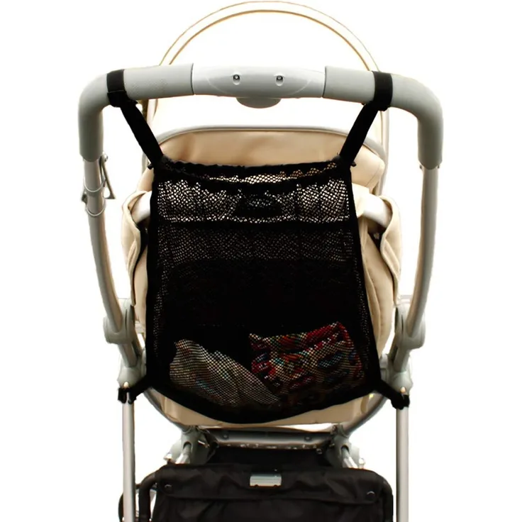 Einkaufstaschen, Universalnetz Einkaufsnetz Für Kinderwagen, Sportwagen Und Buggy, Netztasche Rückseite des Kinderwagens, Aufbewahrungstasche Passend für die meisten Griffe - Schwarz 1 Stück