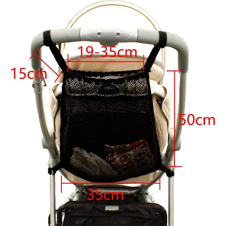 Einkaufstaschen, Universalnetz Einkaufsnetz Für Kinderwagen, Sportwagen Und Buggy, Netztasche Rückseite des Kinderwagens, Aufbewahrungstasche Passend für die meisten Griffe - Schwarz 1 Stück – Bild 2