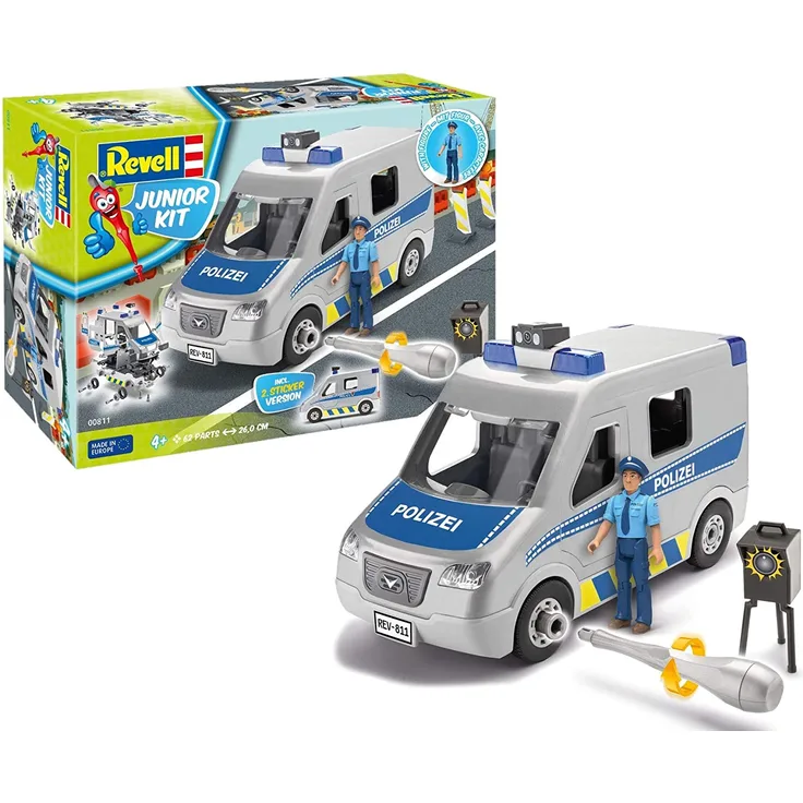 Revell Junior Kit 00811 Police Van Polizei Auto Modellbausatz für Kinder zum Schrauben, Bunt