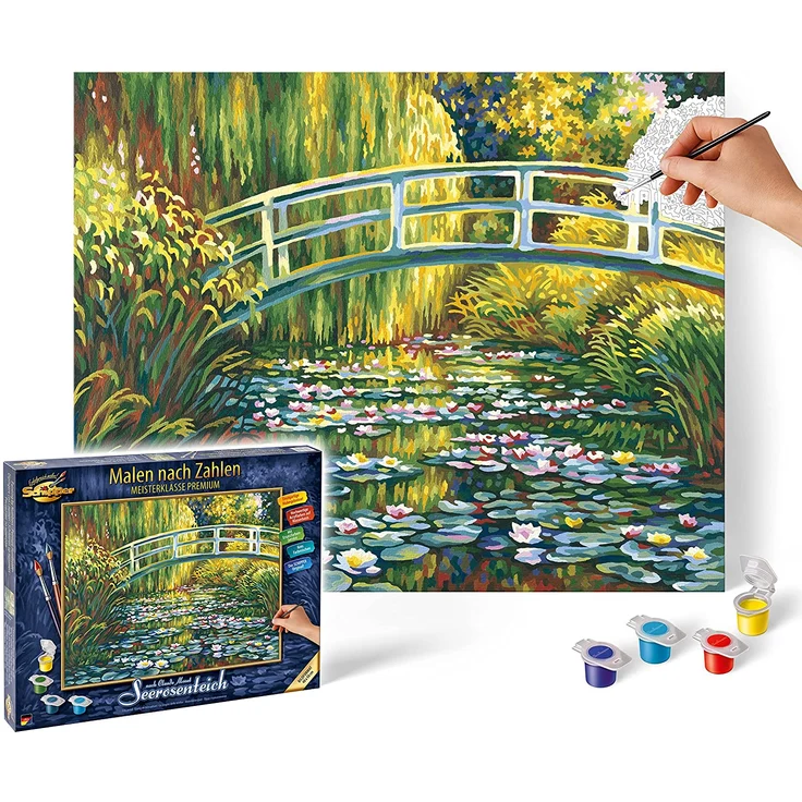 Schipper 609130620 Malen nach Zahlen, Seerosenteich nach Claude Monet - Bilder malen für Erwachsene, inklusive Pinsel und Acrylfarben, 40 x 50 cm – Bild 1