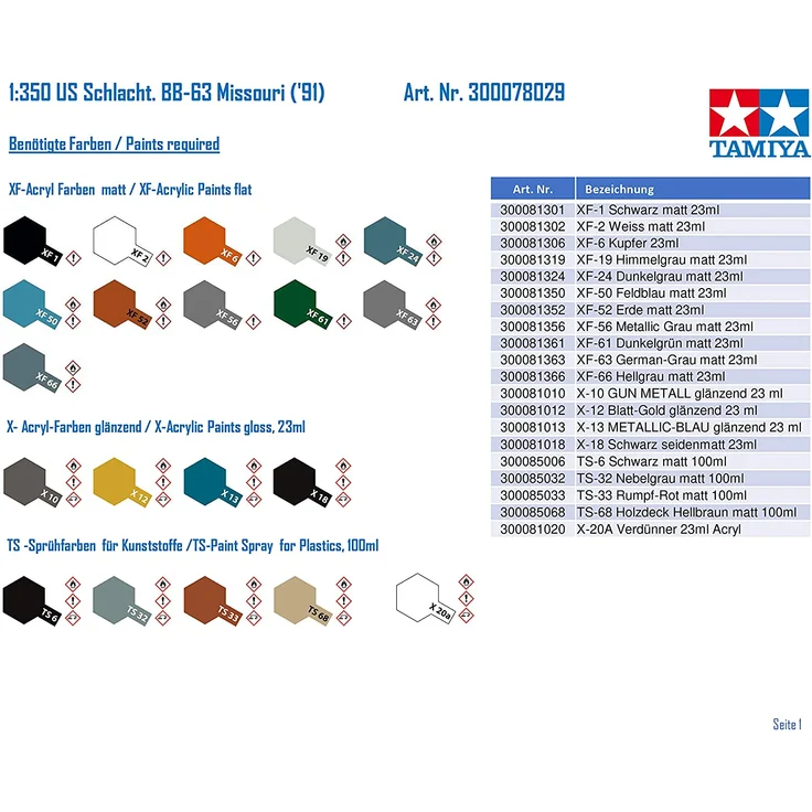 TAMIYA 300078029 1:350 US Schlacht. BB-63 Missouri (`91) – Bild 4