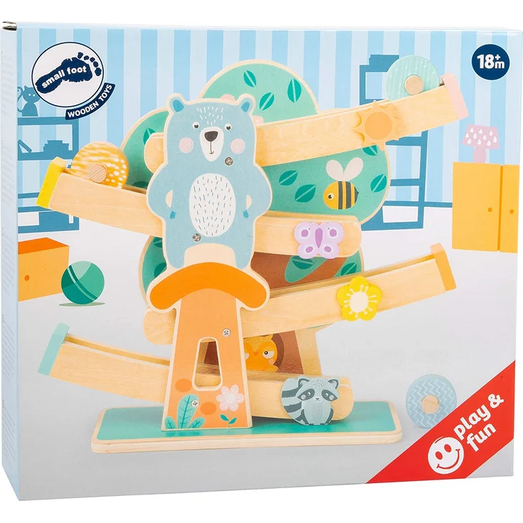 small foot 11473 Kugelbahn aus Holz, auf 3 Rädern und mit Tieren und Blumen in hellen Farben, ab 1,5 Jahren – Bild 3