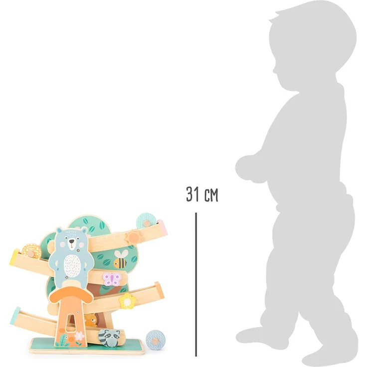 small foot 11473 Kugelbahn aus Holz, auf 3 Rädern und mit Tieren und Blumen in hellen Farben, ab 1,5 Jahren – Bild 4