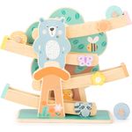 small foot 11473 Kugelbahn aus Holz, auf 3 Rädern und mit Tieren und Blumen in hellen Farben, ab 1,5 Jahren