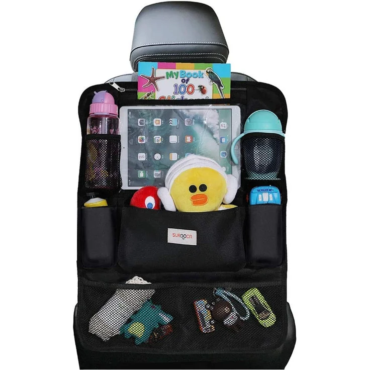 SURDOCA Autositz-Organizer – 4th Generation verbesserter Auto-Organizer Rücksitz für bis zu 10,5 iPad, 9 Taschen, Kinderspielzeug-Aufbewahrung, wasserdichter Rücksitzschutz für Kinder,schwarz,1 Stück – Bild 1