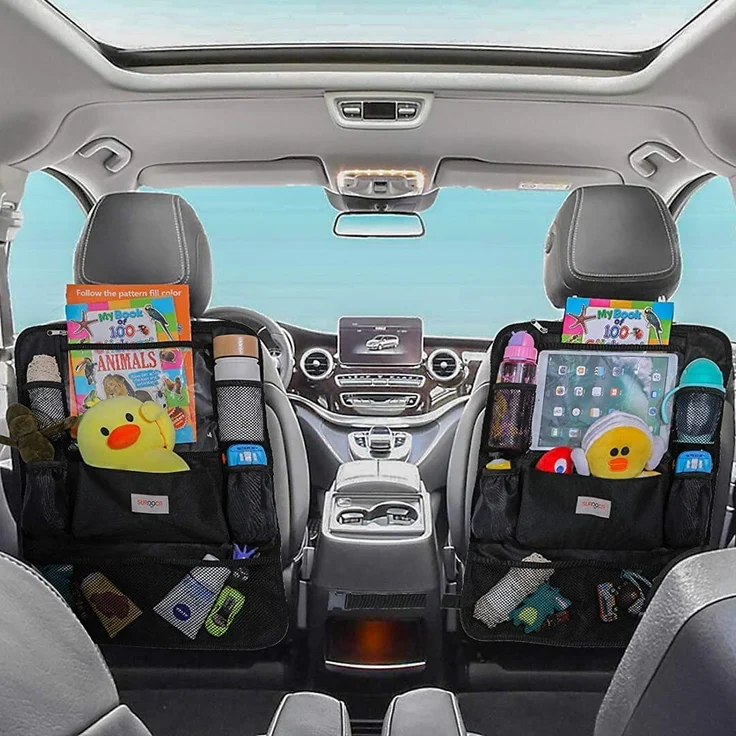 SURDOCA Autositz-Organizer – 4th Generation verbesserter Auto-Organizer Rücksitz für bis zu 10,5 iPad, 9 Taschen, Kinderspielzeug-Aufbewahrung, wasserdichter Rücksitzschutz für Kinder,schwarz,1 Stück – Bild 2