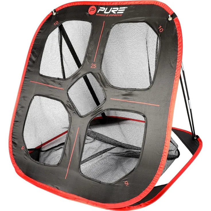 Pure2Improve Pop-Up Golf Übungsnetz 82×80×88 cm Schwarz und Rot