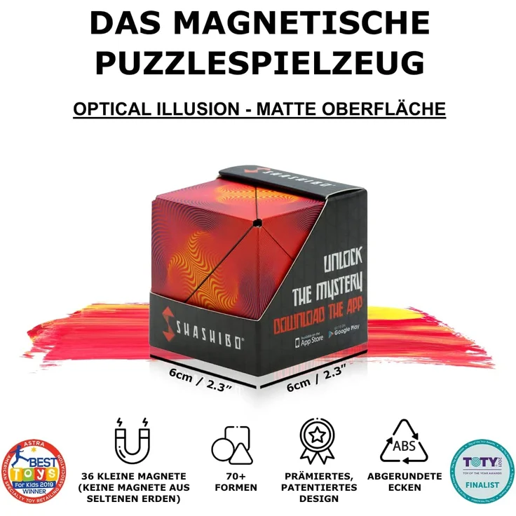 SHASHIBO Formwechsel Zauberwürfel - Preisgekrönt, Patentiert - Anti Stress Spielzeug - 36 Seltenerdmagnete - 3D Infinity Cube - Shashibo Magnetwürfel in Über 70 Formen Verwandelbar (Optical Illusion) – Bild 2