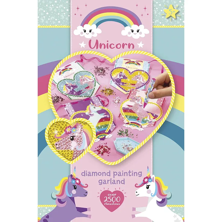 Totum Unicorn Diamant Malen - Gestalte Unicorn-Schablonen mit wunderschönen Einhornmotiven im Glitzerlook