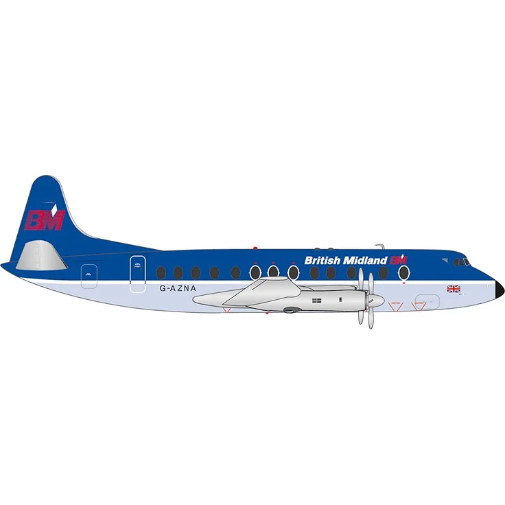 herpa 559591 British Midlands Vickers Viscount 800 Wings/Flugzeug zum Sammeln, Mehrfarbig
