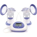 Lansinoh 2in1 Elektrische Milchpumpe - beleuchtetes LCD-Display - ein- oder beitseitiges Abpumpen - individuell einstellbar, weiss / lila / transparent