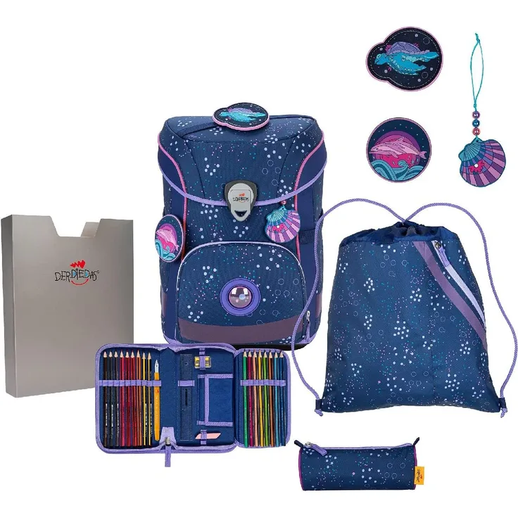 DerDieDas ErgoFlex Easy Schulranzenset 5-teilig Deep Ocean