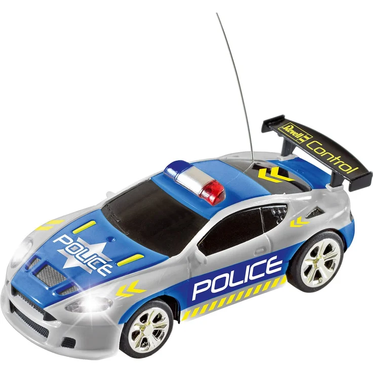 Revell 23559 Mini RC Police Car aus der Dose mit 27MHz-Fernsteuerung inkl. Ladefunktion, LED-Licht, kurze Ladezeit, lange Fahrzeit kleines ferngesteuertes Polizei Auto – Bild 4