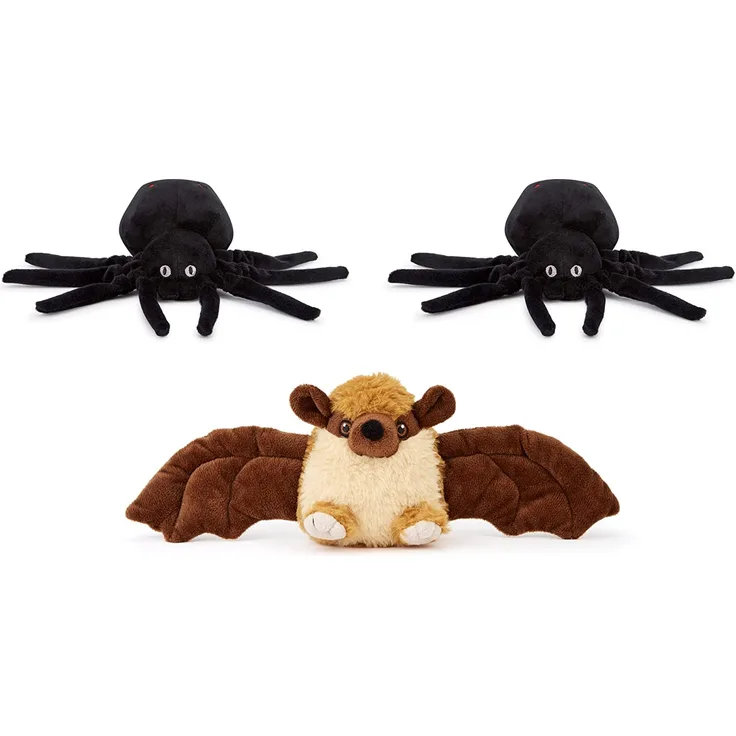 Zappi Co Weich gefülltes Kuscheltier für Kinder x2 Spinnen + 1 Fledermaus Plüschtier 13-15 cm Safari-Tiere Kollektion Plüschteddy Neugeborenes erstes Kind
