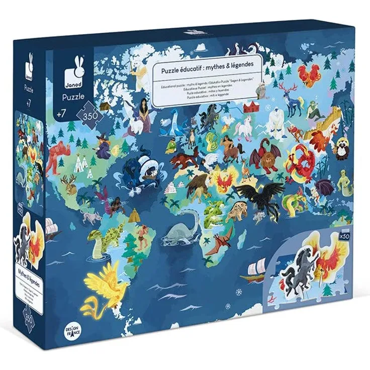 Janod - 350-teiliges pädagogisches Kinderpuzzle Mythen und Legenden - Entwicklung von Feinmotorik und Konzentration - Ab 7 Jahren, J02680