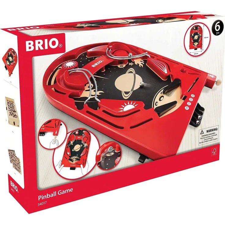 BRIO 'Holz Flipper Space Safari' Flipperspiel, ab 6 Jahren, 52 x 34 x 12 cm, rot/schwarz