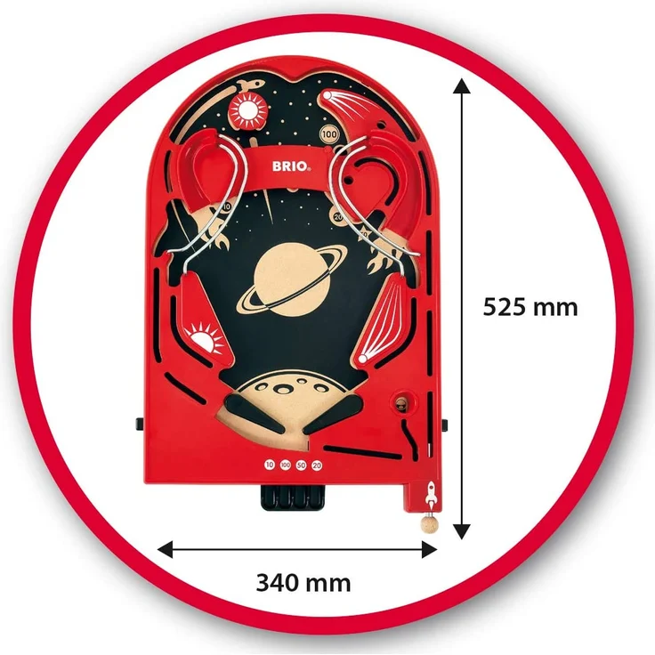 BRIO 'Holz Flipper Space Safari' Flipperspiel, ab 6 Jahren, 52 x 34 x 12 cm, rot/schwarz – Bild 4