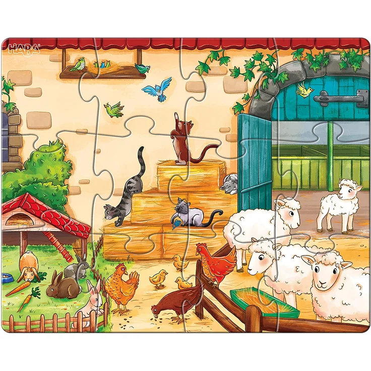 HABA 305237 - Puzzles Bauernhoftiere, 3 Puzzles mit 12, 15 und 18 Teilen und unterschiedlichen Tiermotiven, Puzzle ab 3 Jahren – Bild 2