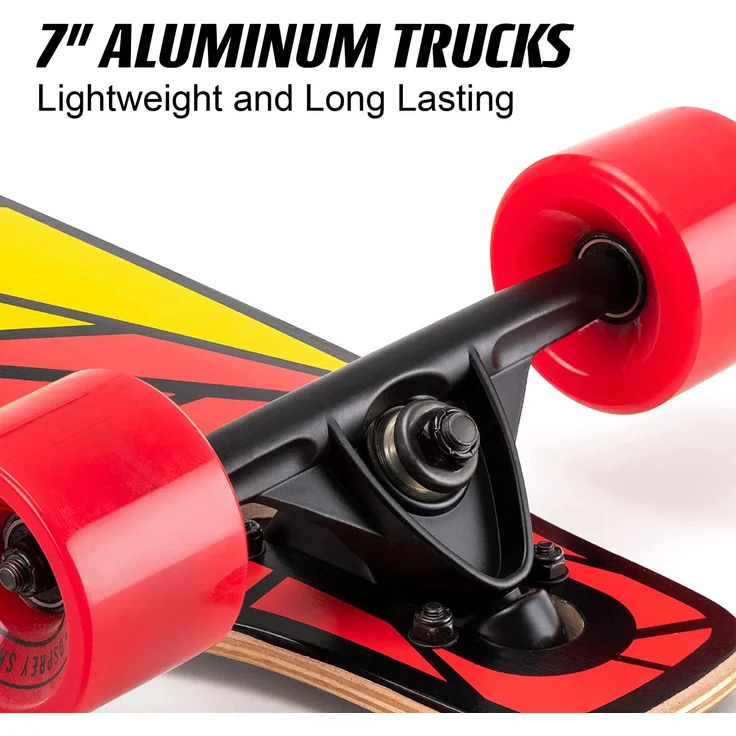 longboard Shapes 99 x 24 cm Ahorn grün/gelb/rot – Bild 6