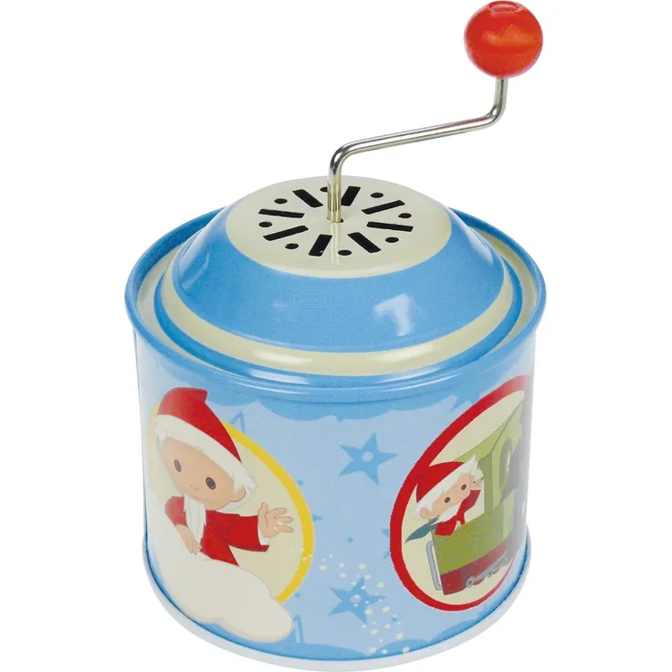 Bolz 52754 - Musikdrehdose Sandmännchen, ca. 7,5 x 10,5 cm, Blechdrehdose mit Melodie'Unser Sandmännchen', Drehdose aus Metall, Drehorgel für Kinder ab 1 Jahr, Orgel mit Sandmann Motiv