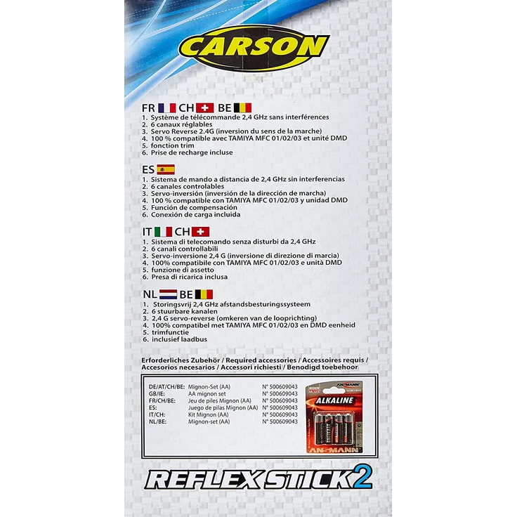 Carson 500501006 FS Reflex Stick II 2. 4 GHz – 6-Kanal-Fernsteueranlage, Fernbedienung mit Empfänger für Modellbau-Fahrzeuge wie RC Autos und Schiffe, Schwarz – Bild 9