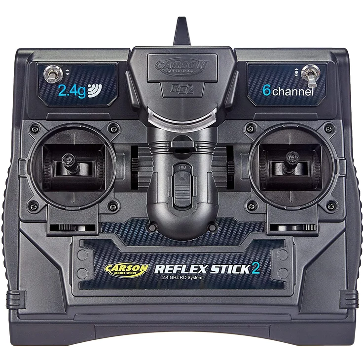 Carson 500501006 FS Reflex Stick II 2. 4 GHz – 6-Kanal-Fernsteueranlage, Fernbedienung mit Empfänger für Modellbau-Fahrzeuge wie RC Autos und Schiffe, Schwarz – Bild 4