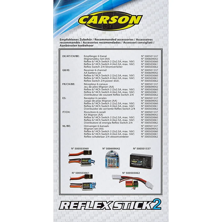 Carson 500501006 FS Reflex Stick II 2. 4 GHz – 6-Kanal-Fernsteueranlage, Fernbedienung mit Empfänger für Modellbau-Fahrzeuge wie RC Autos und Schiffe, Schwarz – Bild 8