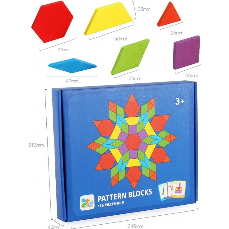 Tangram Kinder Geometrische Formen HolzPuzzles - Montessori Spielzeug Puzzle mit 155 geometrischen Formen und 24 Designkarten Geeignet für 3 4 5 6 7 jährige Kinder Pädagogisches Spielzeug mit – Bild 5