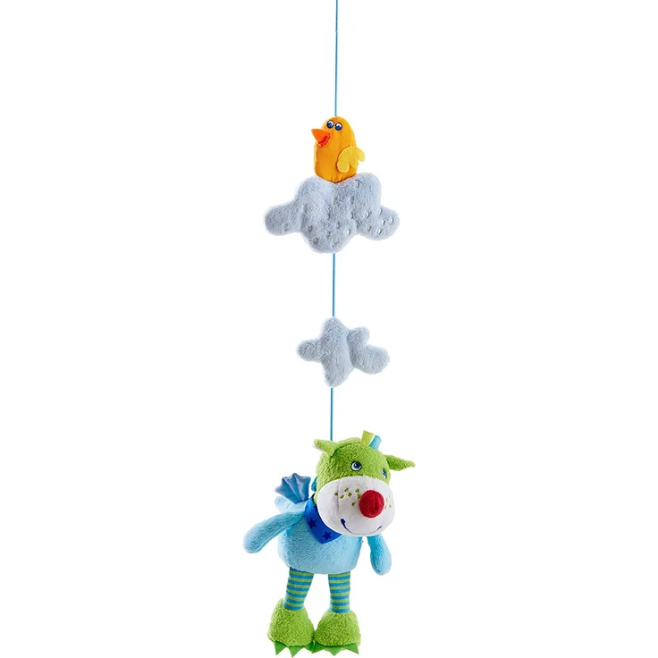 Haba 303882 - Mini-Mobile Drache Duri |Mobile aus Stoff mit abnehmbarem Kuscheltier | Baby-Spielzeug aus der Serie Drache Duri
