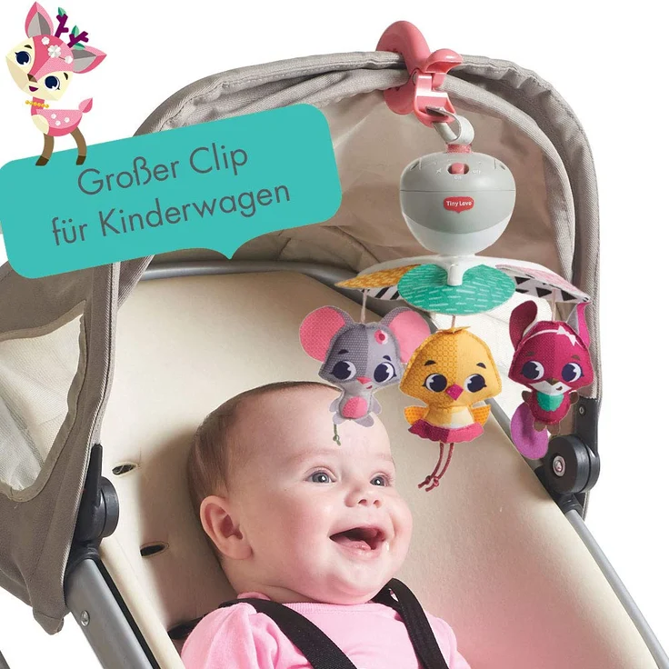 Tiny Love Baby-Mobile, Take Along Musik-Mobile für unterwegs und zuhause, Baby-Spieluhr ab der Geburt (0M+) lässt sich einfach an Babyschale und Kinderwagen befestigen, Tiny Princess Tales – Bild 2