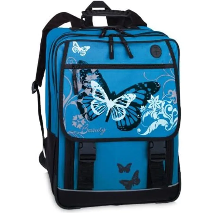 Fabrizio Schulrucksack - Motiv: Schmetterling, 42,5 cm, 22,4 Liter, 0,93 kg - Farbe: schwarz,hellblau