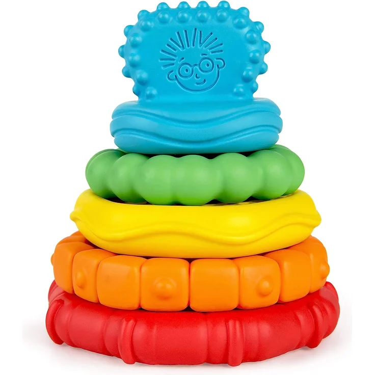 Baby Einstein 12356 Stack & Teethe, Beißring-Set mit unterschiedlichen Strukturen, leicht zu greifen, 5-teilig, Beißring und Spielzeugset zum Stapeln, mehrfarbig, 90 g – Bild 1