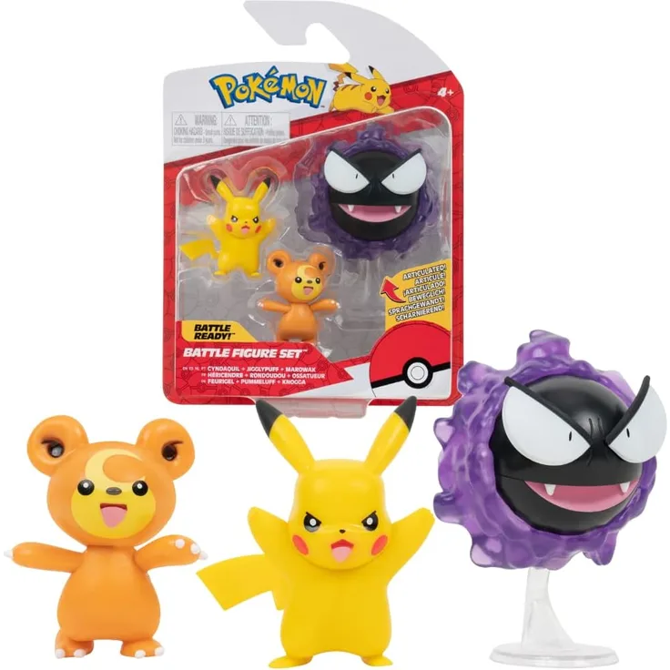 Pokémon - Battle Figur 3er Pack - Teddiursa, Pikachu & Nebulak