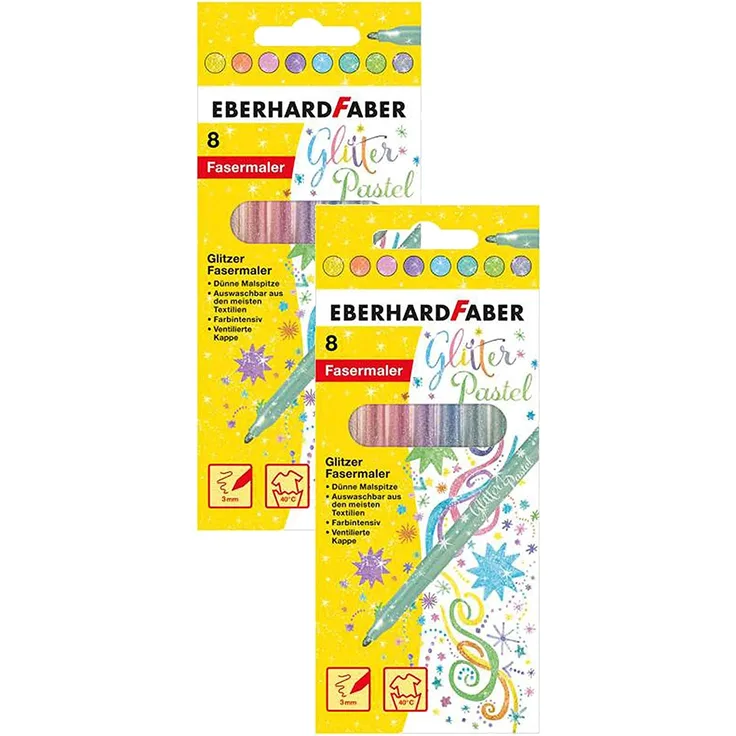 Eberhard Faber 551009 Glitzer Fasermaler in Pastell Farben im Kartonetui (2er Pack / Pastell Farben)
