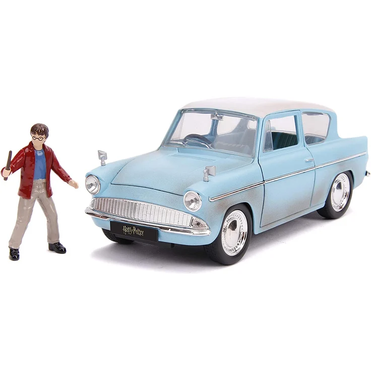 Dickie Toys Harry Potter 1959 Ford Anglia, fliegendes Auto Harry Potter inkl. Harry Figur, Die-Cast-Fahrzeug, Harry Potter Spielzeugauto Kinder, Freilauf, inkl. Harry Figur – Bild 1