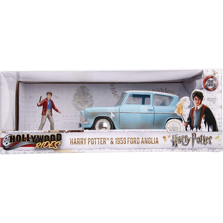 Dickie Toys Harry Potter 1959 Ford Anglia, fliegendes Auto Harry Potter inkl. Harry Figur, Die-Cast-Fahrzeug, Harry Potter Spielzeugauto Kinder, Freilauf, inkl. Harry Figur – Bild 8