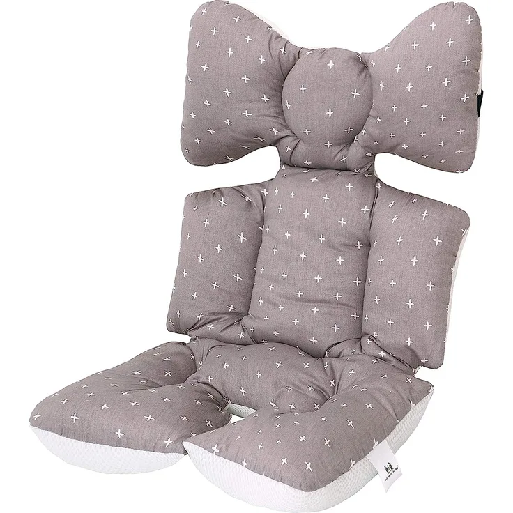 Universale Sitzauflage Sitzeinlage Babyschale Sportsitz Sitzpolster Baumwolle Atmungsaktiv für kinderwagen Buggy (Graues Kreuz)