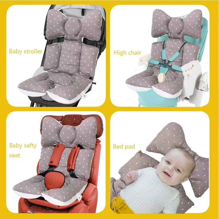 Universale Sitzauflage Sitzeinlage Babyschale Sportsitz Sitzpolster Baumwolle Atmungsaktiv für kinderwagen Buggy (Graues Kreuz) – Bild 7