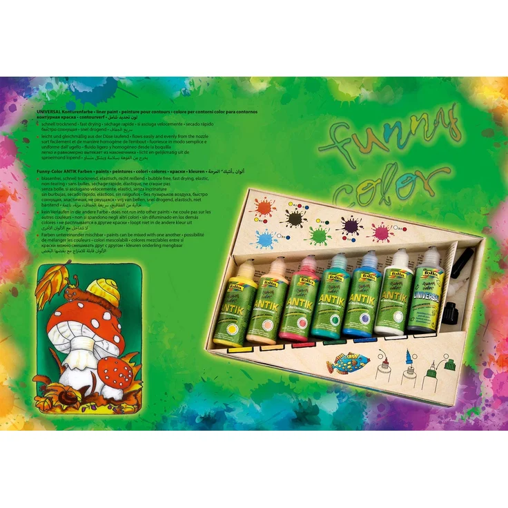 folia 45007 - Funny Window color ANTIK Profi Set 7er Set, Ideal zur Gestaltung von farbenfrohen Fensterbildern – Bild 3