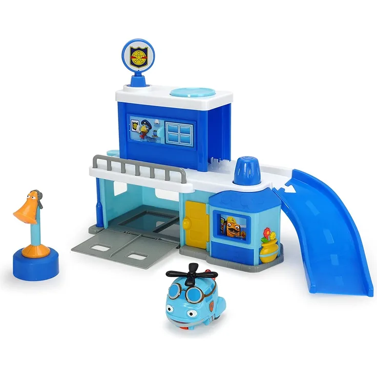 Dickie Toys - Helden der Stadt, die Polizei-Station inkl. Hektor Helikopter mit Licht, originalen Liedern, Sounds und vielen Funktionen, inkl. Sammelkarte mit Geheimcode