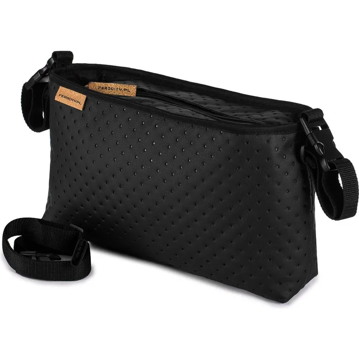 Wickeltasche Buggy Organiser Kinderwagen Organizer Tasche passend alle Kinderwägen Leder schwarze Punkte Eko Leather Dots [075]